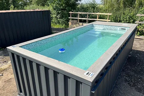 20-Fuß-Containerpool, anthrazitgrau, mit Jet-Swim-Funktion